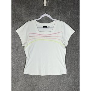 Vintage Kaelin Square Neck Golf Tennis Shirt Top‎ Womens Size XL Stretch Stripes